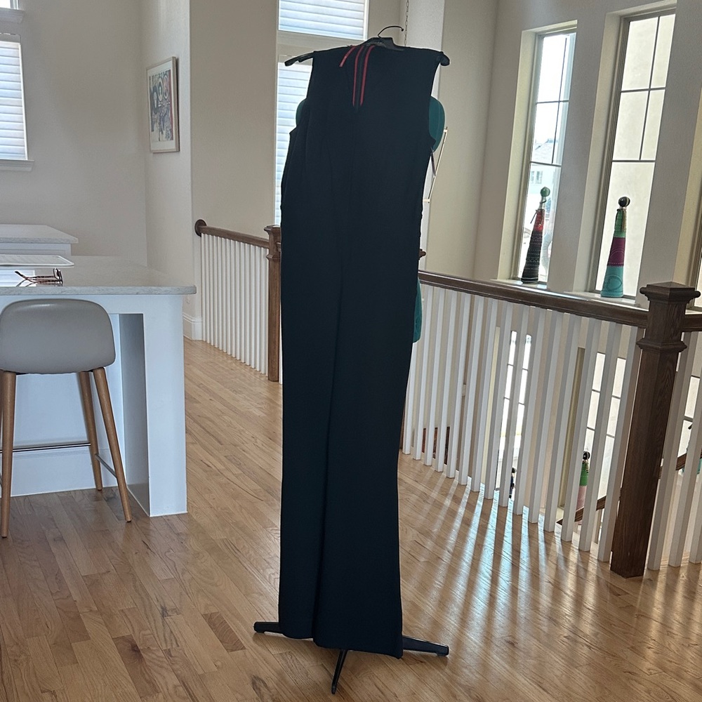 SPANX Black Sleeveless Wide-Leg Jumpsuit with Red Drawstring